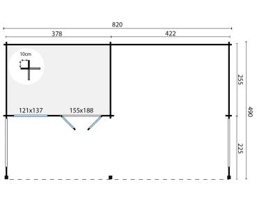 Gartenhaus Lilou 820x490 cm